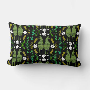 Naïve Rustic Nature Bird Folk Art Lumbar Pillow