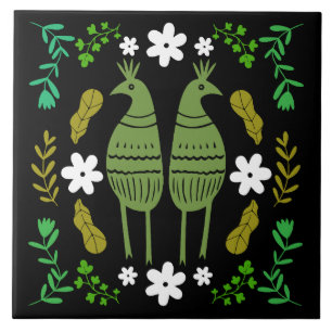 Naïve Rustic Nature Bird Folk Art Tile