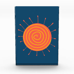 Naive Sun Dark Blue Background Photo Block
