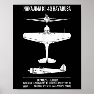 Nakajima Ki-43 Hayabusa Japanese Fighter Plane Poster