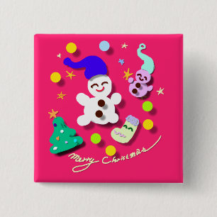 Nakayoshi Christmas 2 Inch Square Button