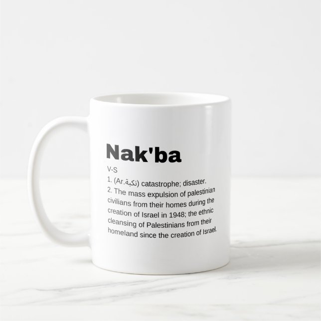 Nakba Meaning design Nakba  Definition text Coffee Mug (Left)