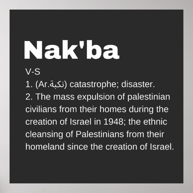 Nakba Meaning design Nakba  Definition text Poster (Front)