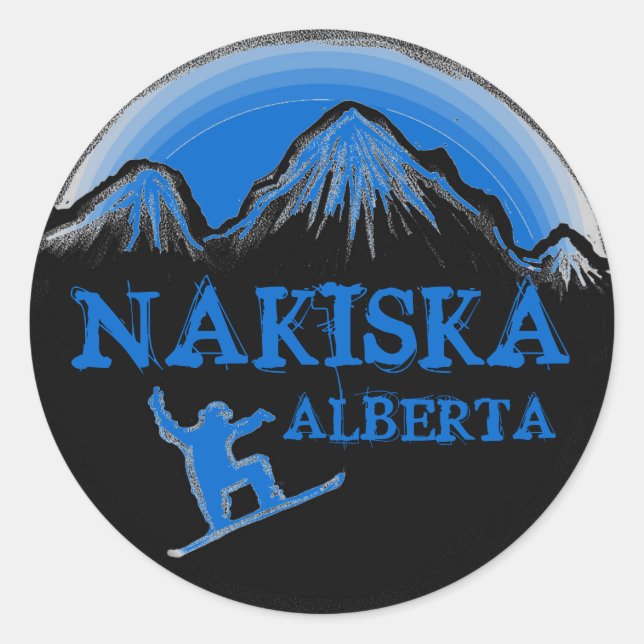 Nakiska Alberta Canada blue snowboard stickers (Front)