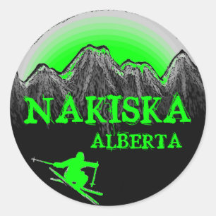 Nakiska Alberta Canada green skier stickers