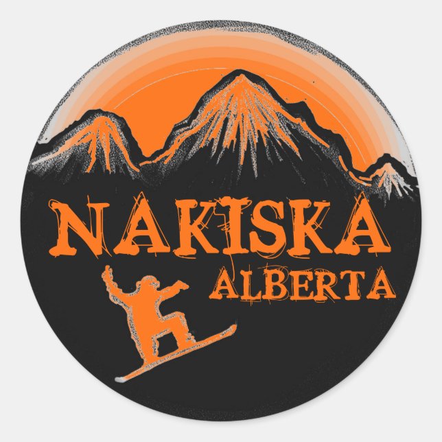 Nakiska Alberta Canada orange snowboard stickers (Front)