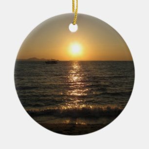 Naklua Beach Sunset .. Pattaya, Chonburi, Thailand Ceramic Ornament