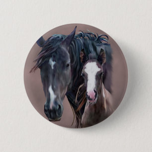 Nakota Mare and Foal 2 Inch Round Button