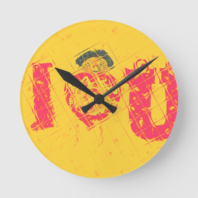 Nakupenda - I Love U Swahili Word Text Meaning Art Round Clock (Front)