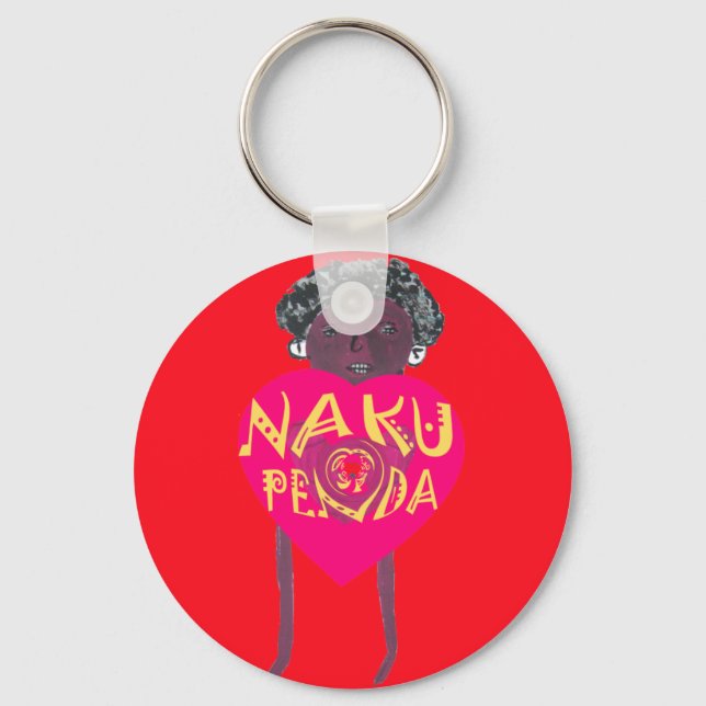Nakupenda Love Art – Swahili Heart Design Keychain (Front)