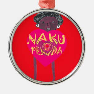 Nakupenda Love Art – Swahili Heart Design Metal Ornament