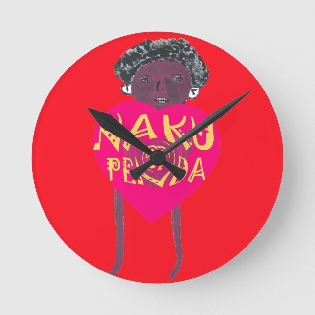 Nakupenda Love Art – Swahili Heart Design Round Clock (Front)