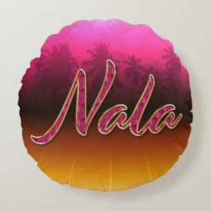 Nala Vorname Name golden pink Kissen Round Pillow