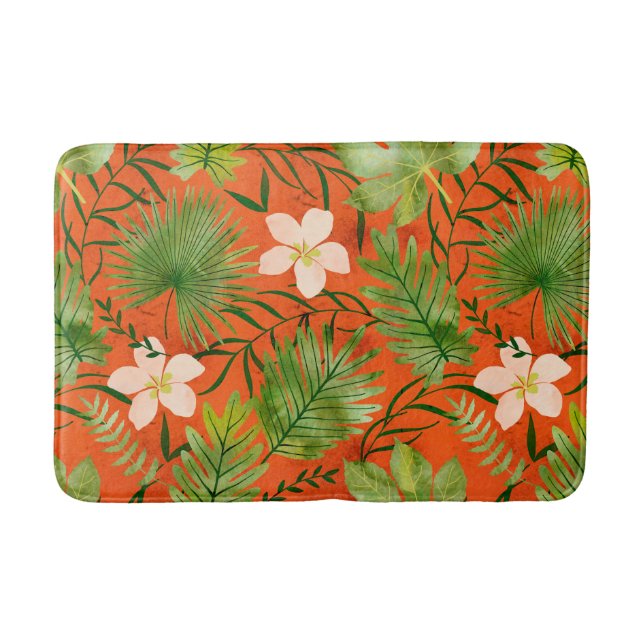 Nalani Hawaiian Tropical Garden Coral Bath Mat (Front)