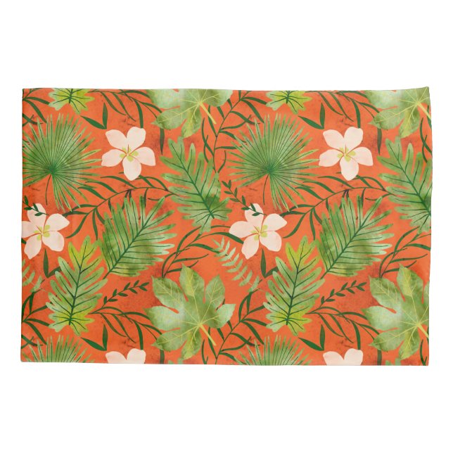 Nalani Hawaiian Tropical Garden Coral Pillowcase (Back)