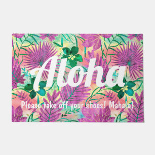 Nalani Hawaiian Tropical Garden Fuchsia Doormat