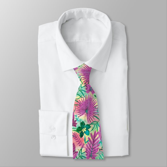 Nalani Hawaiian Tropical Garden Fuchsia Tie (Tied)