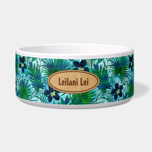 Nalani Hawaiian Tropical Garden Monogram Teal (Front)