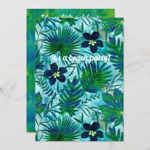 Nalani Hawaiian Tropical Garden Teal Invitation