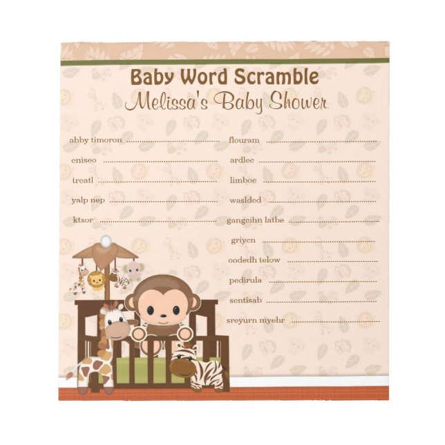 Nali Jungle Monkey Word Scramble NJM 40-pages Notepad (Front)