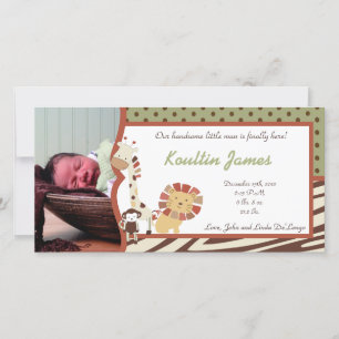 Nali Jungle Zoo Animal Photo Birth Announcement