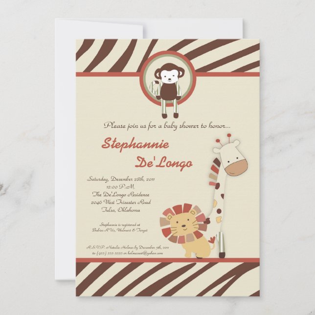 Nali Jungle Zoo Animal Rex Baby shower Invitation (Devant)