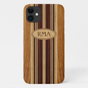 Nalu Lua Faux Koa Wood Monogram Surfboard iPhone 11 Case