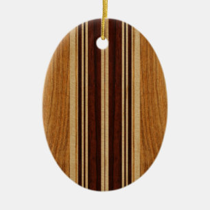 Nalu Lua Faux Koa Wood Surfboard Ceramic Ornament
