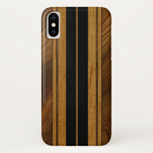 Nalu Mua Faux Koa Wood Surfboard Black Case-Mate iPhone Case