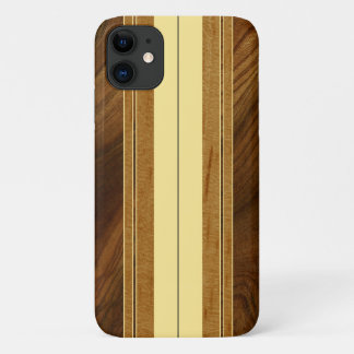 Nalu Mua Faux Koa Wood Surfboard iPhone 11 Case