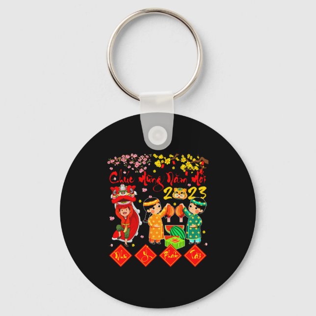 Nam Moi Nhu Y Vietnamese Lunar New Year Cat Year F Keychain (Front)