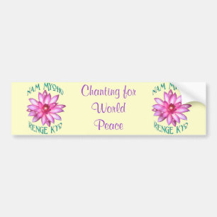 Nam Myoho Renge Kyo with Lotus Flower Design Bumper Sticker