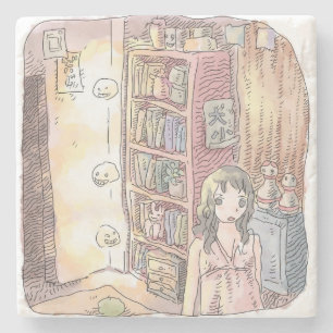 Namamuji   a dim object and female illustration fl stone coaster