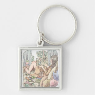 Namamuji an illustration of a barefoot woman lyi keychain