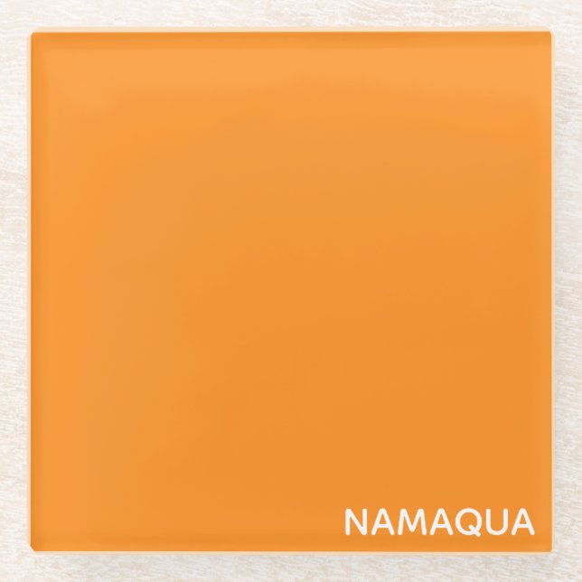 Namaqua orange color name glass coaster (Front)
