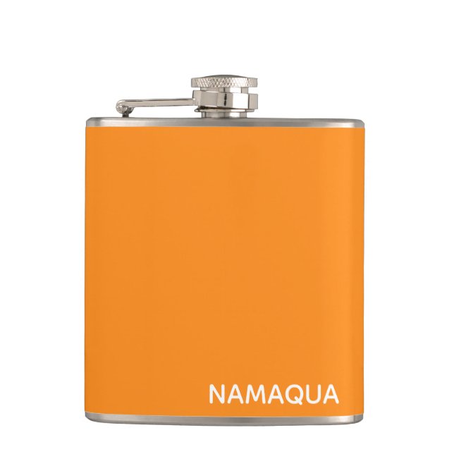 Namaqua orange color name hip flask (Front)
