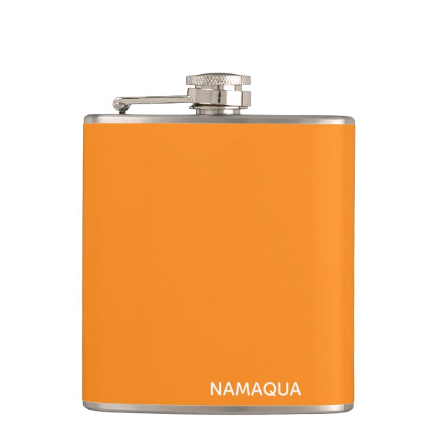 Namaqua orange color name hip flask (Front)