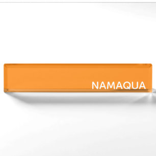 Namaqua orange color name nameplate