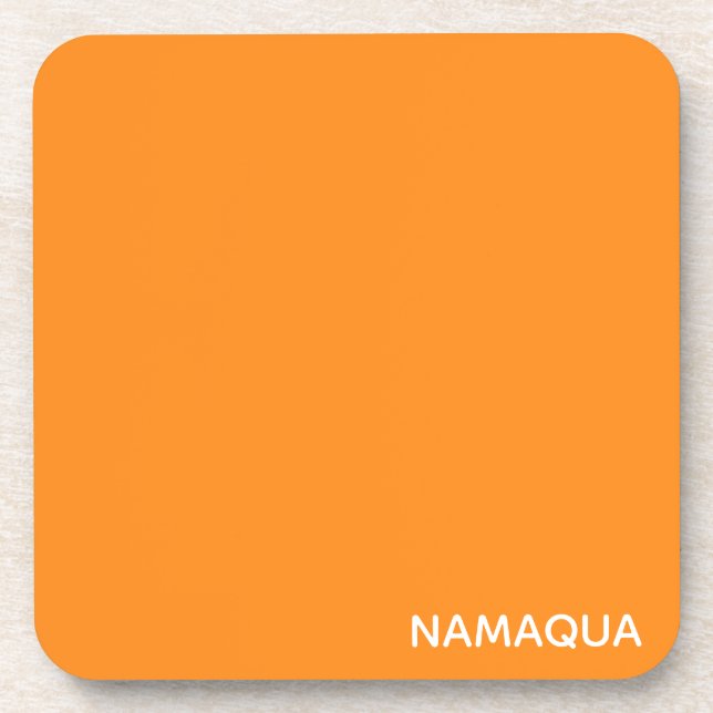 Namaqua orange colour name coaster (Front)