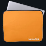 Namaqua orange colour name laptop sleeve<br><div class="desc">Namaqua daisies have a distinct bright orange shade. They are named for the region where they live,  a normally arid scrubland transformed by the infrequent rain into endless carpets of flowers.</div>