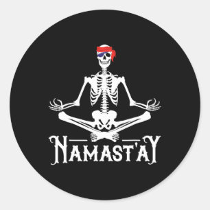 Namast'ay Yoga Pirate Pun Yogi Teacher Meditation Classic Round Sticker