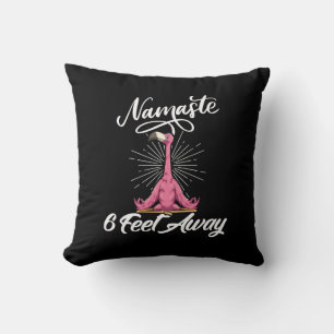 Namaste 6 Feet Away Flamingo Yoga Teachers Social Throw Pillow