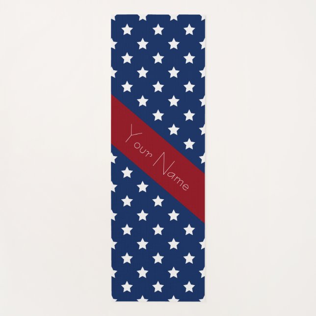 Namaste Americana Red White Blue with Custom Name Yoga Mat (Front)