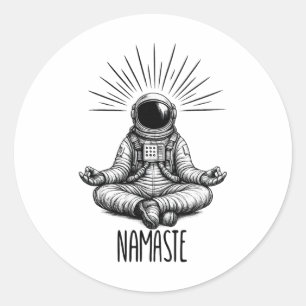 Namaste Astronaut Yoga Meditation Space Yoga Pose  Classic Round Sticker