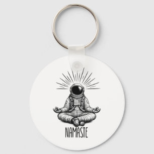 Namaste Astronaut Yoga Meditation Space Yoga Pose Keychain