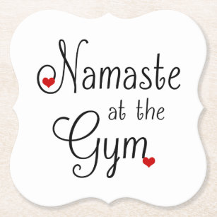 Namaste at the Gym Hearts Paper Coasters