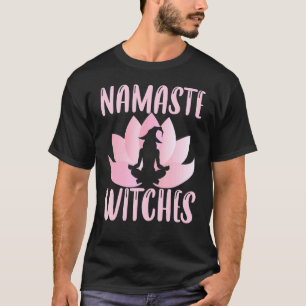Namaste Barefoot Witch Halloween Hat Mandala Lotus T-Shirt