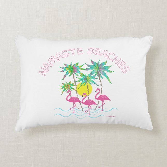 Namaste Beaches Zen Yoga Tropic Fun Graphic Accent Pillow (Front)