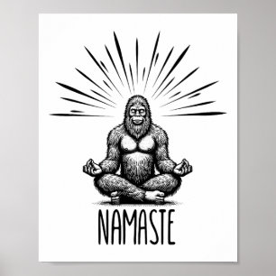 Namaste Bigfoot Yoga Meditation Funny Bigfoot Yoga Poster