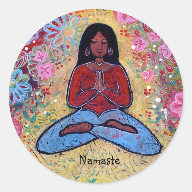 Namaste Black Haired Yoga Girl Sticker (Devant)